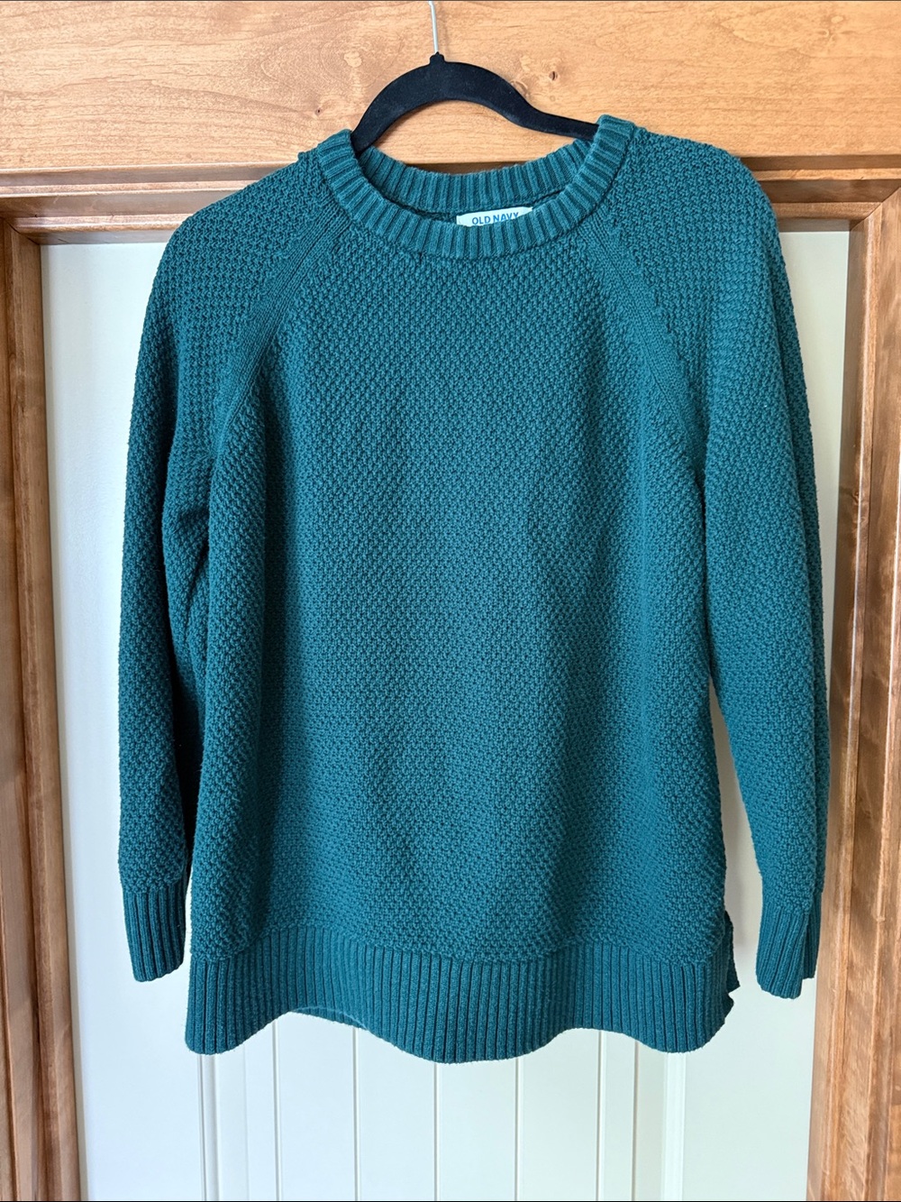 Old Navy Teal Textured Crewneck Sweater